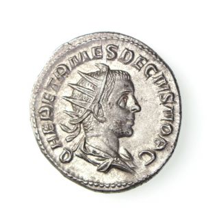 Ef Herennius Etruscus Silver Antoninianus 249 - 250ad - Clasped Hands Rare
