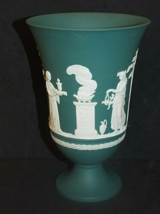 Wedgwood Teal Green Jasper 7.  5 " Arcadian Vase Sacrifice 225 Years 1759 - 1984 Rare