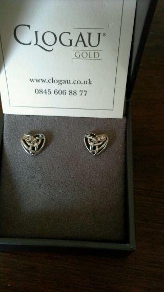 Clogau Womens Jewellery 9ct Rare Welsh Rose Gold & Silver Diamond Heart Earrings