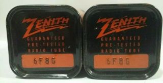 2 Rare Matching True Nos Factory Zenith 6f8 G Vacuum Tubes