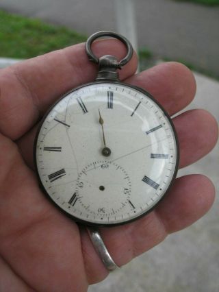 Rare 18s Waltham Ross Mod Key Wind Pocket Watch Silver Case Ser 1305