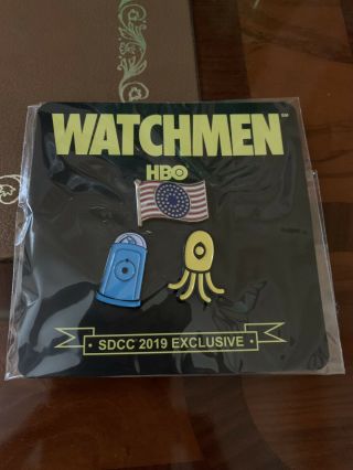 Rare Collectible Sdcc 2019 " Watchmen " Hbo Pin Set Comic Con Yesterdays