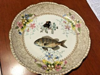Antique Carlsbad Marx & Gutherz Austria Porcelain 8.  5 " Rare Fish Plate