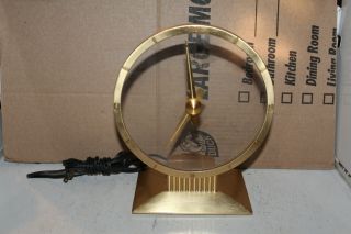 Vintage Jefferson Golden Hour Electric Clock No.  580 - 101 Brass Glass Deco Rare