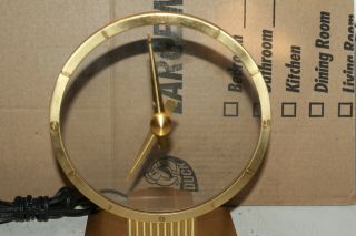 Vintage Jefferson Golden Hour Electric Clock No.  580 - 101 Brass Glass Deco Rare 2