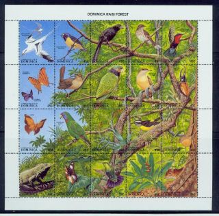 Dominica/ Rare Birds Full Sheet Of 20s/mnh.