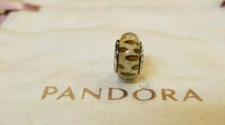 Pandora " Snow Leopard Charm Sterling & Murano Glass 790943 Rare Retired