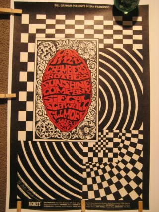 1967 Rare B.  Maclean Signed Bill Graham Bg 102 Concert Poster,  Chambers Brothers