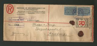 Rare 1926 Panama Uprated Registered Cover To Germany Orleans Ny Transit