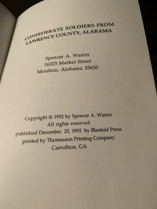 RARE Confederate Soldiers of Lawrence County,  Alabama,  Civil War,  CSA,  Rosters 2