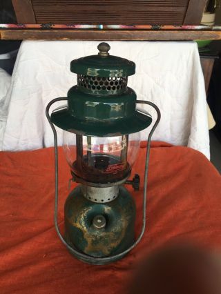 Vintage Coleman Lantern 242 C 6 9 Rare Green Brass Estate Find