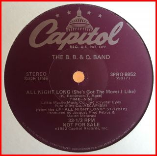 Boogie 12 " The B.  B.  & Q.  Band - All Night Long Capitol - Rare 