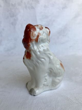Rare Small Antique Staffordshire Spaniel Dog Pottery Hand Decorated Figurine 6