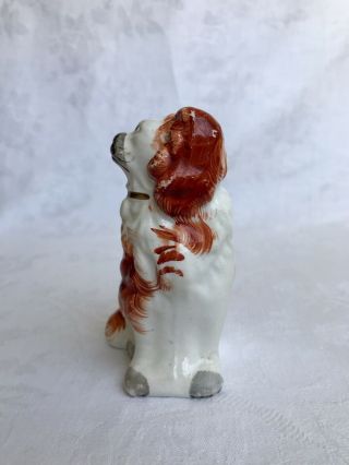 Rare Small Antique Staffordshire Spaniel Dog Pottery Hand Decorated Figurine 7