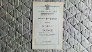 Wales V France Rare Triangular International Tournament Match Programme 1938