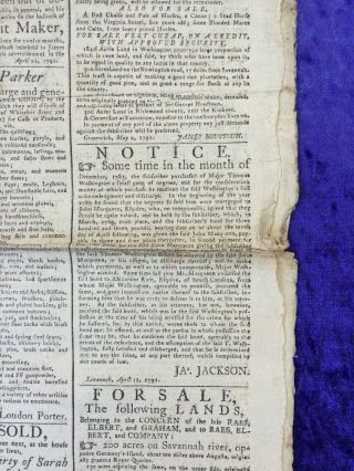 THE GEORGIA GAZETTE USA 1791 UNITED STATES NEWS PAPER RARE OVER 200 YEARS OLD 4
