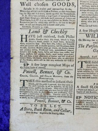 THE GEORGIA GAZETTE USA 1791 UNITED STATES NEWS PAPER RARE OVER 200 YEARS OLD 6