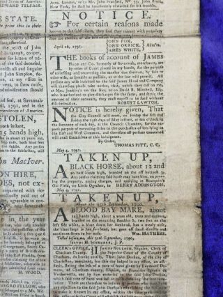 THE GEORGIA GAZETTE USA 1791 UNITED STATES NEWS PAPER RARE OVER 200 YEARS OLD 7