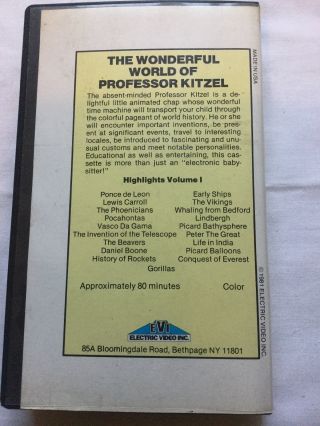 The Wonderful World Of Professor Kitzel VHS Children’s Animated 1970’s 1981 RARE 2