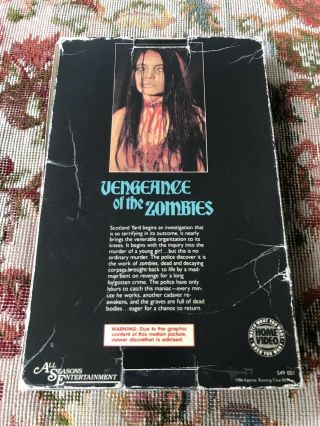 Vengeance Of The Zombies VHS rare horror Big Box All Seasons Entertainment 2