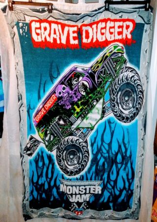 Rare Monster Jam Hot Wheels Grave Digger Truck Large Fleece Throw Blanket 46x70