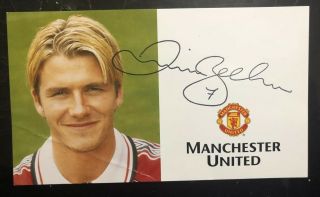 Rare David Beckham Signed Man Utd Club Card / Manchester / Promo Photo Card