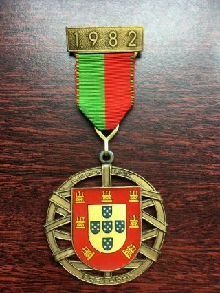 Antique And Rare Enamelled Medal Of 1982 Europe Unie,  Portugal Symbol