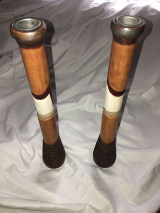 Two 2 RARE Midwest Christmas Eddie Walker Sew Sweet Santa Candle Stick Holders 2