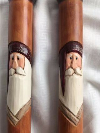 Two 2 RARE Midwest Christmas Eddie Walker Sew Sweet Santa Candle Stick Holders 6