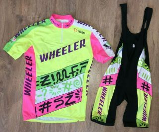 Wheeler Nalini Rare Vintage Cycling Kit Set Jersey Bib Shorts Size M - L