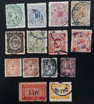 Rare C.  1880s Germany 14 Local Brief Berlin Private Postage Stamps