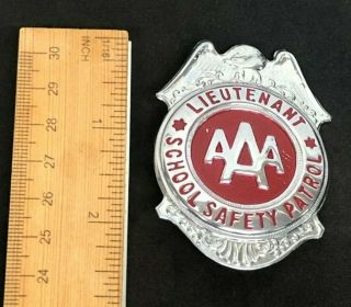 VINTAGE RARE 1950 ' s? SCHOOL SAFETY PATROL AAA LIEUTENANT RED & SILVER BADGE 5