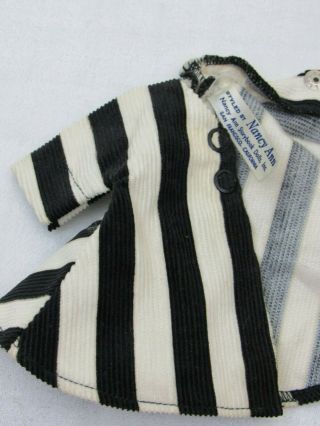 Rare Vtg 1958 Miss Nancy Ann Doll Coat Black & White Striped Corduroy Tagged