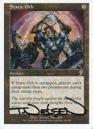 Mtg Magic Static Orb 7th Edition Rare Signed By Artist Terese Nielsen Nm