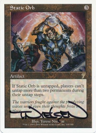 MTG Magic Static Orb 7th Edition Rare Signed by Artist Terese Nielsen NM 2