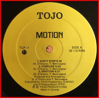 CANADA ITALO BOOGIE DISCO LP Motion - don ' t stop TOJO - MEGA RARE ' 83 mp3 2