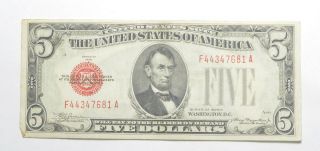 Crisp - 1928 - C $5.  00 Red Seal Us Note - Rare 542