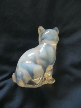 Rare clear and frosted white Fenton cat.  Signed by Don Fenton. 3