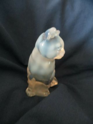 Rare clear and frosted white Fenton cat.  Signed by Don Fenton. 4