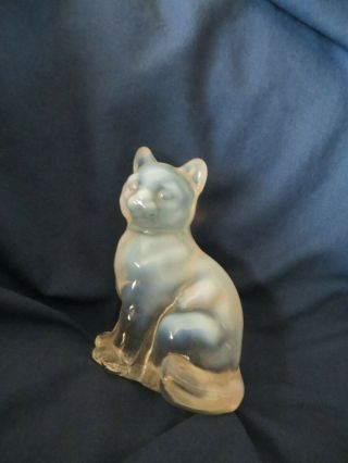 Rare clear and frosted white Fenton cat.  Signed by Don Fenton. 5