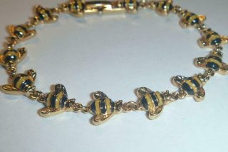 Rare Premier Designs Jewelry Figural Enamel Bumble Bee Gold Link 7 - 1/2 Bracelet
