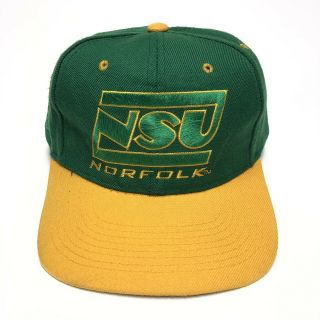 Vtg 90s Nsu Spartans Snapback Hat Norfolk State Rare Ncaa Osfa Green Cap