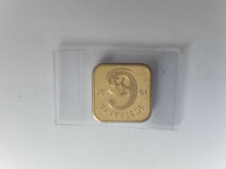 Rare Aust 1921 Limited Edition Gold Colour Square Numbat 6d Proof Coin
