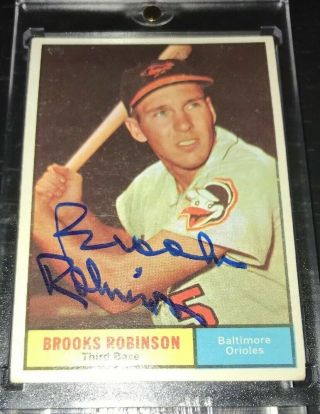 Brooks Robinson Signed 1961 Topps Rare Hof Mvp Orioles Hot Auto Autograph