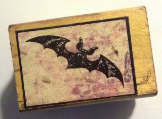Rare Flying Bat - Edward Gorey Rubber Stamp - - Gothic Altered Art Craft