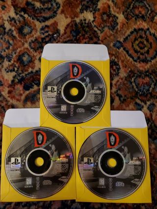 D (sony Playstation 1,  1996) Discs 1 2 3 Great Shape Rare Game Discs Only