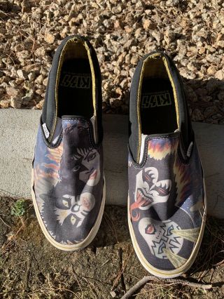 Kiss - Rare Rock And Roll Over Vans Slip On Shoes Size 11