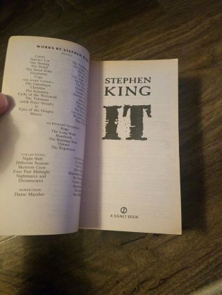 IT by STEPHEN KING 1987) PAPERBACK Signet rare 5