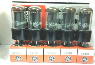 Rare Sleeve Of 5 Date Matching Ge 5y3 Gt Vacuum Tubes / Nos