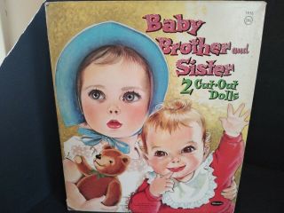 1961 Baby Brother & Sister - Whitman Paper Doll Book - Uncut Rare
